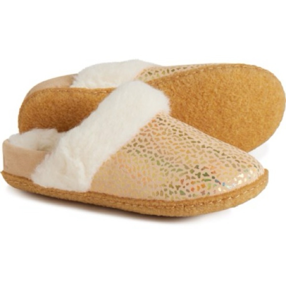 Sorel Nakiska Slide II Faux Fur Slippers Youth Size 7/EU 39‎ - Ceramic Gum - NWB